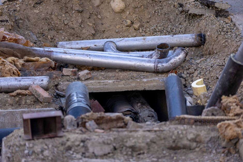Trench dug for utility lines
