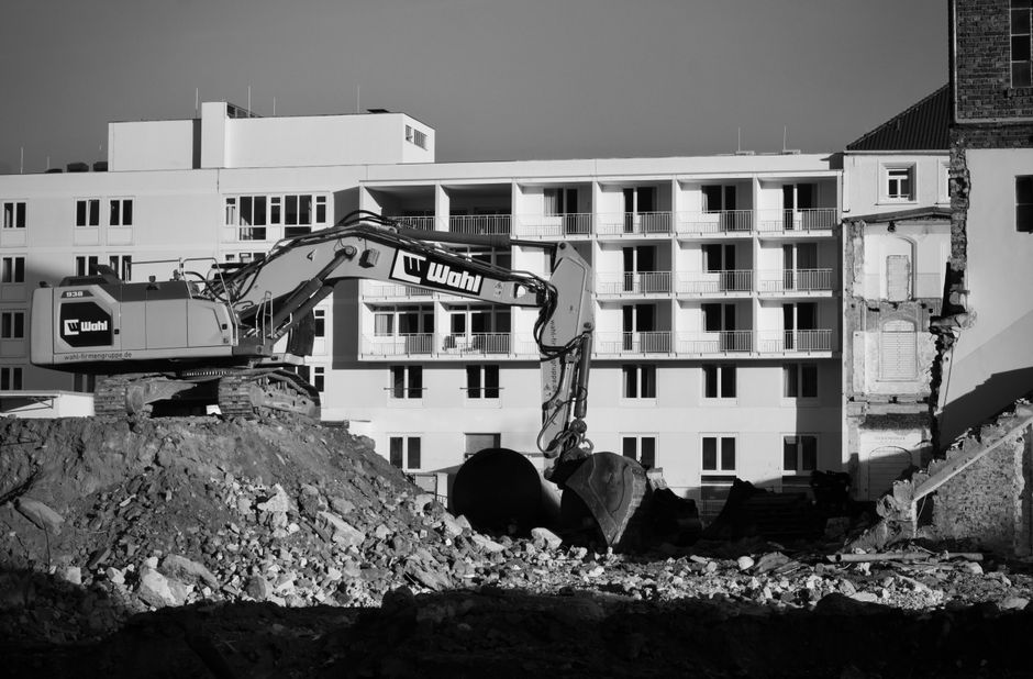 Excavator during demolition